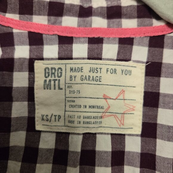 Garage Purple and white buffalo check plaid button up shirt, cotton - Picture 7 of 11
